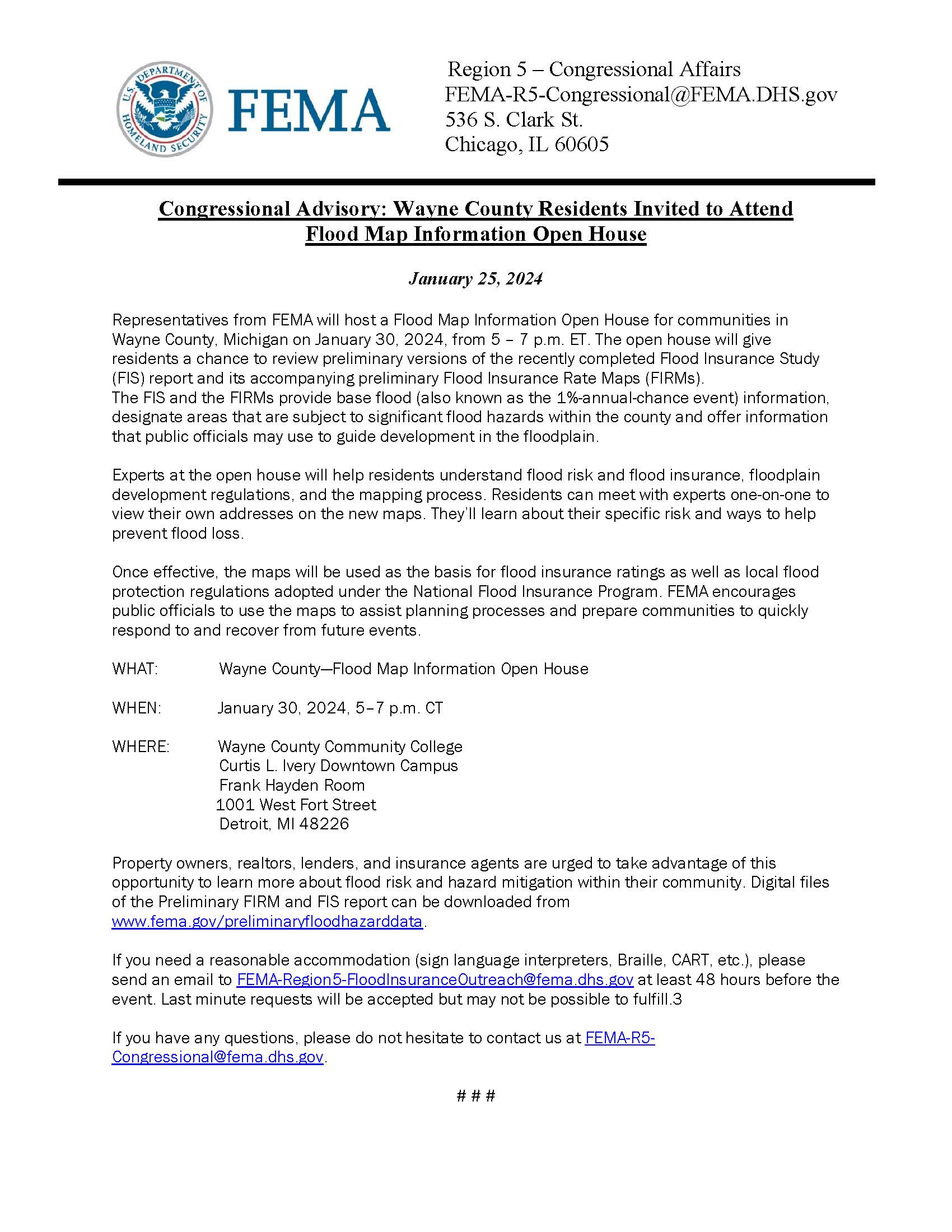 1-24-2024 Wayne County Flood Map Open House